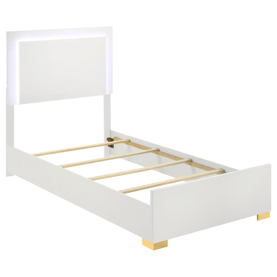 Marceline Wood Twin LED Panel Bed White (image for) Marceline Wood Twin LED Panel Bed White