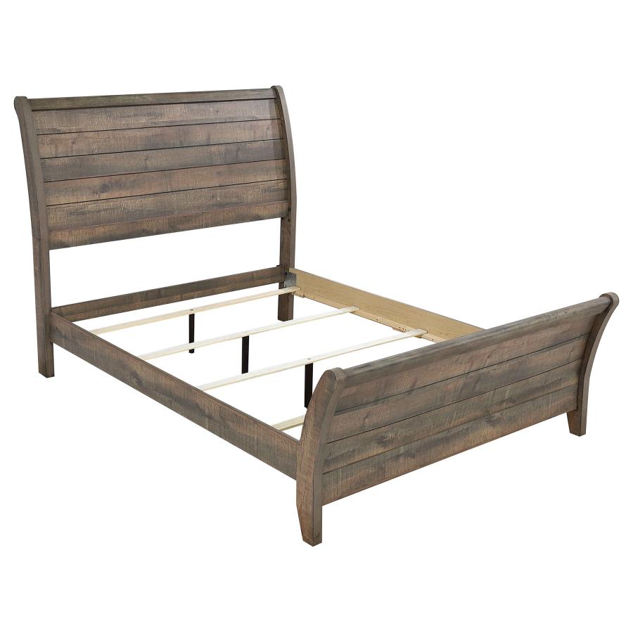 Frederick Wood Eastern King Sleigh Bed Weathered Oak (image for) Frederick Wood Eastern King Sleigh Bed Weathered Oak
