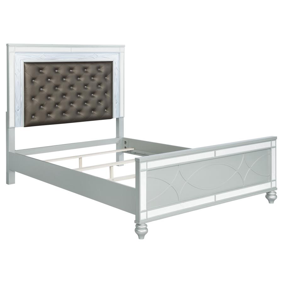 Gunnison Wood Eastern King LED Panel Bed Silver Metallic (image for) Gunnison Wood Eastern King LED Panel Bed Silver Metallic