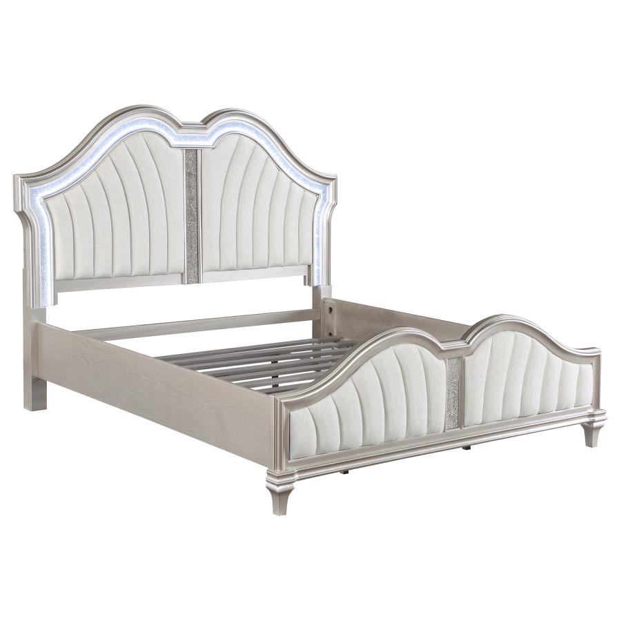Evangeline Wood Queen LED Panel Bed Silver Oak (image for) Evangeline Wood Queen LED Panel Bed Silver Oak