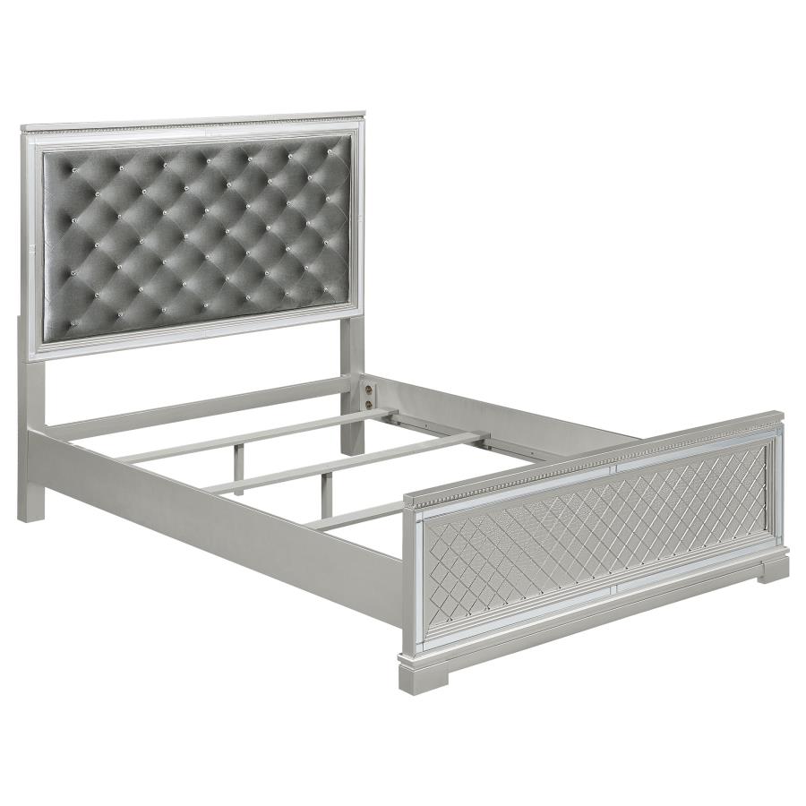 Eleanor Wood Queen Panel Bed Metallic Mercury (image for) Eleanor Wood Queen Panel Bed Metallic Mercury