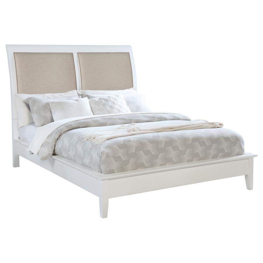 Bexhill 56-inch Upholstered Queen Panel Bed White (image for) Bexhill 56-inch Upholstered Queen Panel Bed White