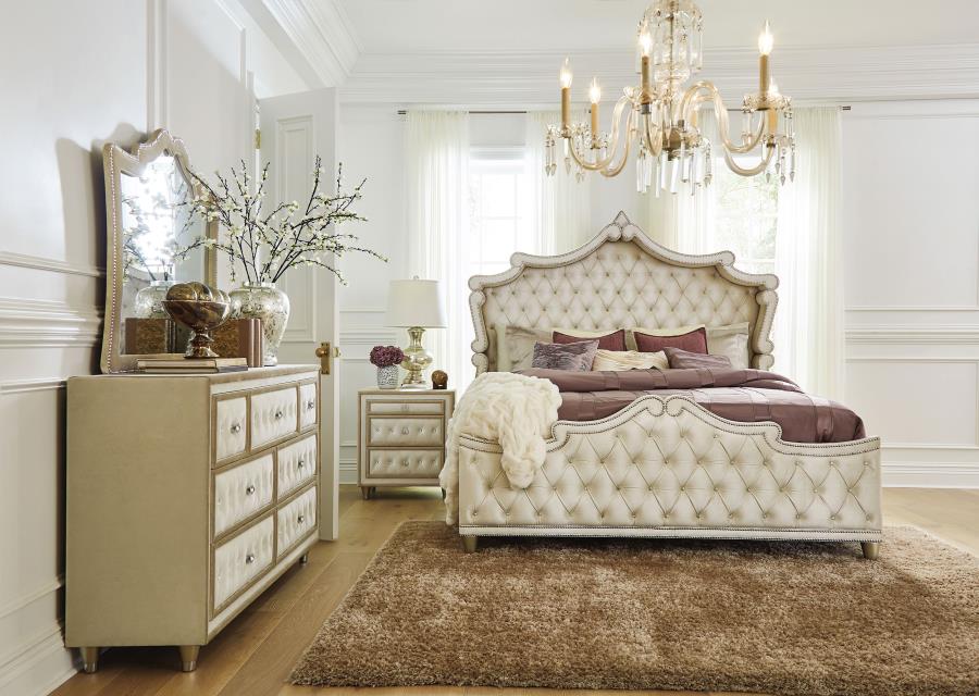Antonella 4-piece Eastern King Bedroom Set Ivory (image for) Antonella 4-piece Eastern King Bedroom Set Ivory