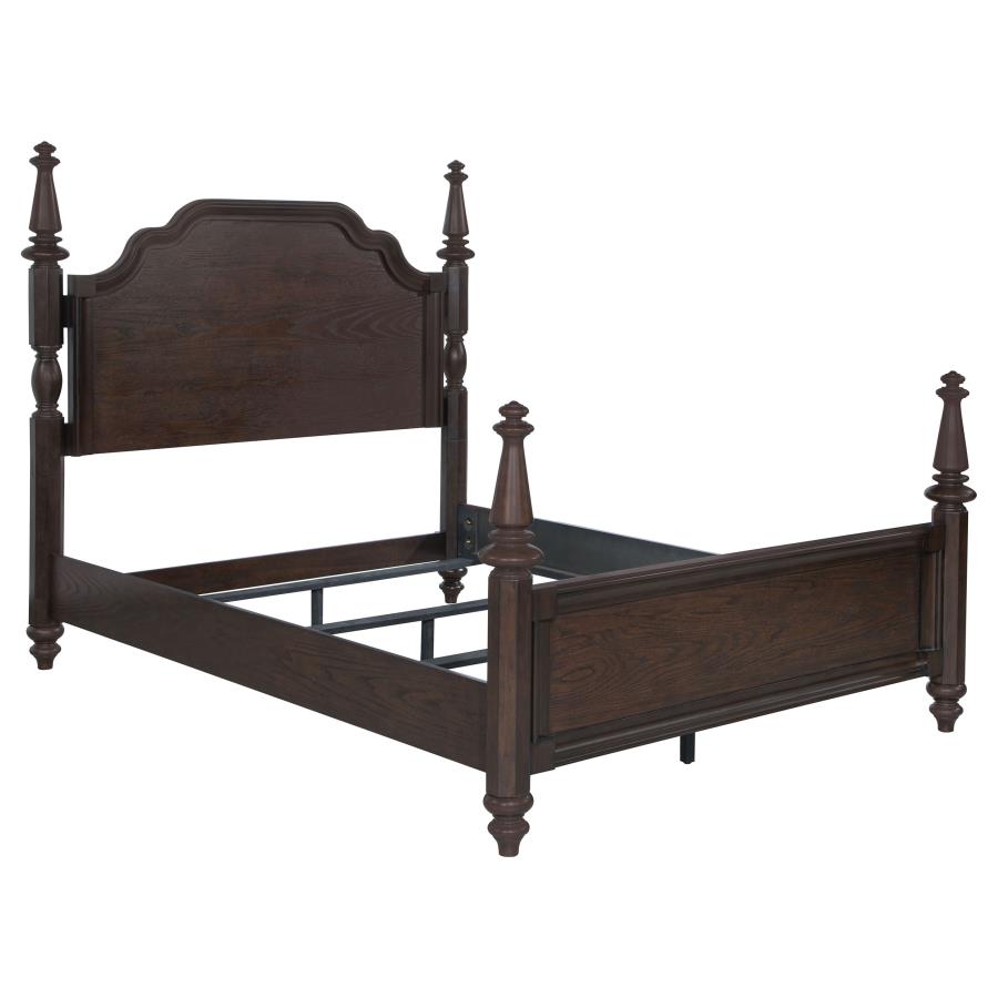 Andover 63-inch Four Poster Queen Bed Dark Oak (image for) Andover 63-inch Four Poster Queen Bed Dark Oak