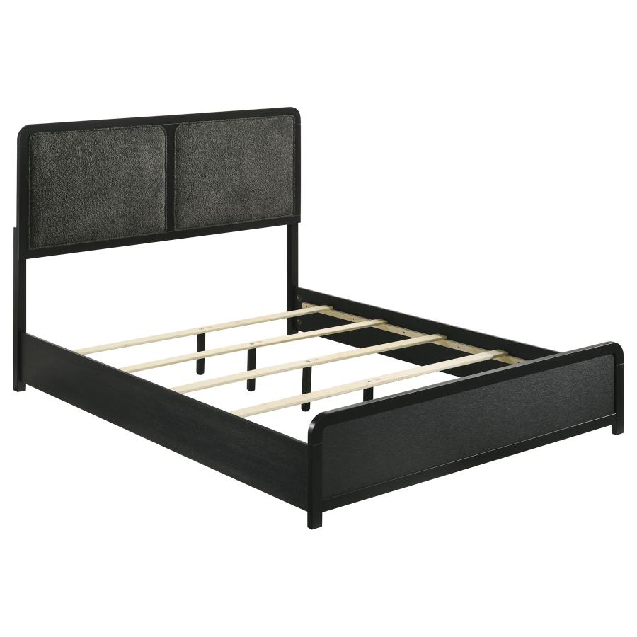 Cavelle 47-inch Upholstered Eastern King Bed Black (image for) Cavelle 47-inch Upholstered Eastern King Bed Black