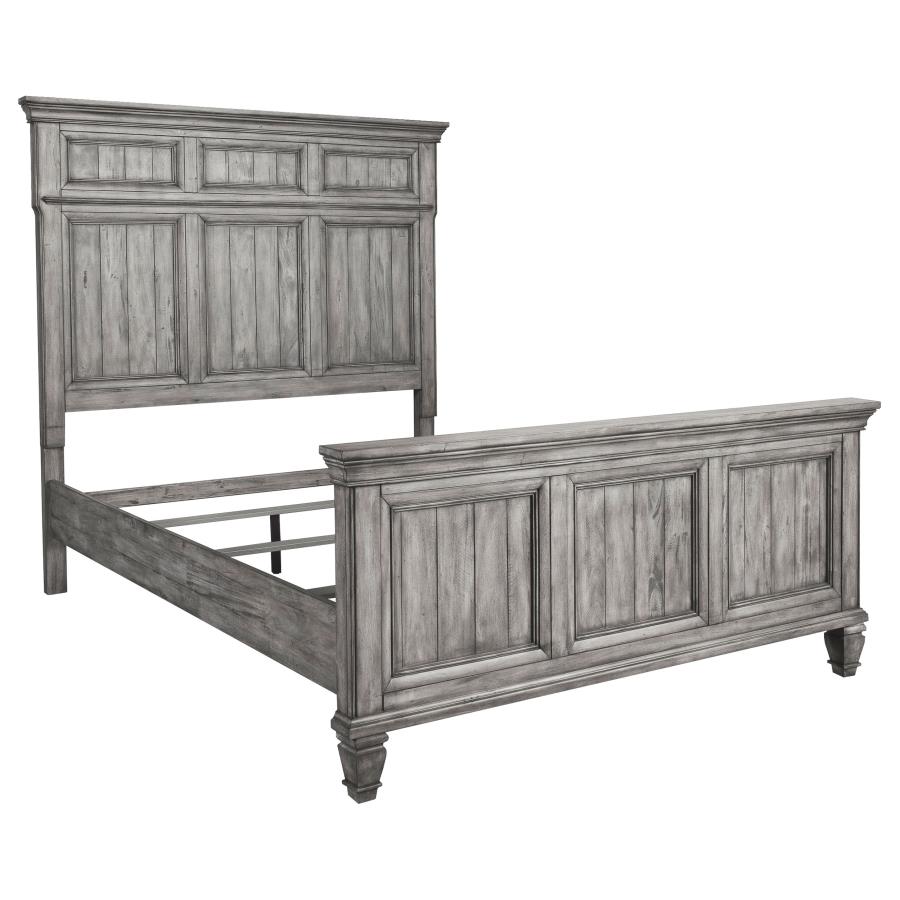 Avenue Wood Queen Panel Bed Weathered Grey (image for) Avenue Wood Queen Panel Bed Weathered Grey