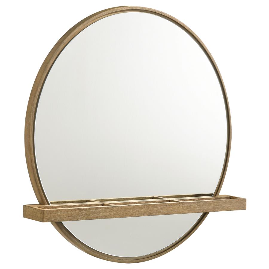 Arini Round Vanity Wall Mirror with Shelf Sand Wash (image for) Arini Round Vanity Wall Mirror with Shelf Sand Wash