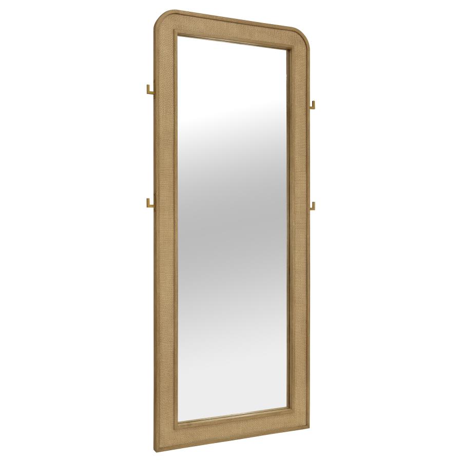 Arini Cane Weave Full Length Standing Floor Mirror Sand Wash (image for) Arini Cane Weave Full Length Standing Floor Mirror Sand Wash