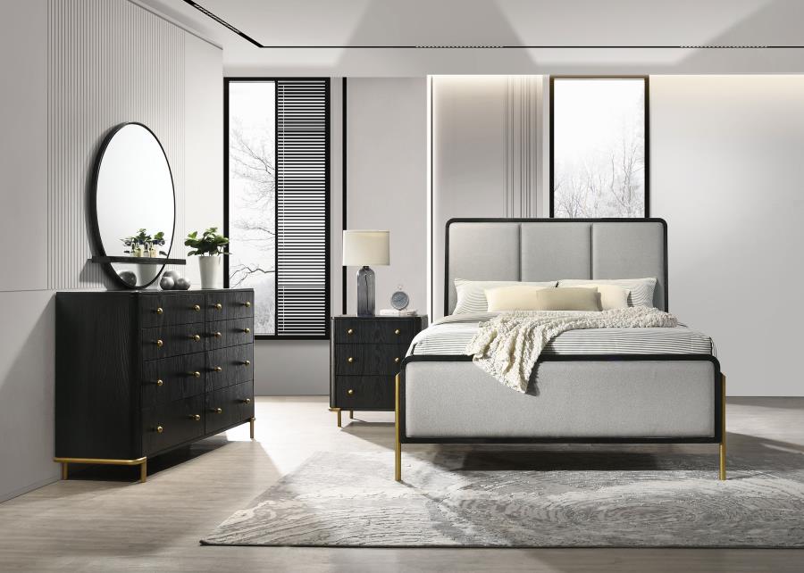 Arini 4-piece Eastern King Bedroom Set Black and Grey (image for) Arini 4-piece Eastern King Bedroom Set Black and Grey