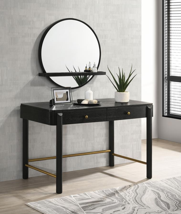 Arini 2-piece Makeup Vanity Table and Mirror Set Black (image for) Arini 2-piece Makeup Vanity Table and Mirror Set Black