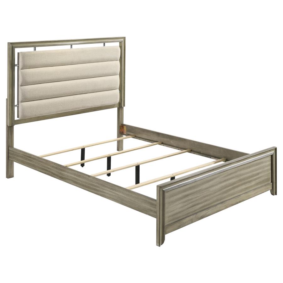 Giselle Wood Queen Panel Bed Rustic Beige (image for) Giselle Wood Queen Panel Bed Rustic Beige