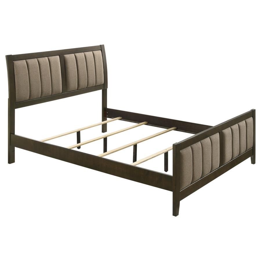 Wilkes 51-inch Upholstered Full Bed Dark Cocoa (image for) Wilkes 51-inch Upholstered Full Bed Dark Cocoa