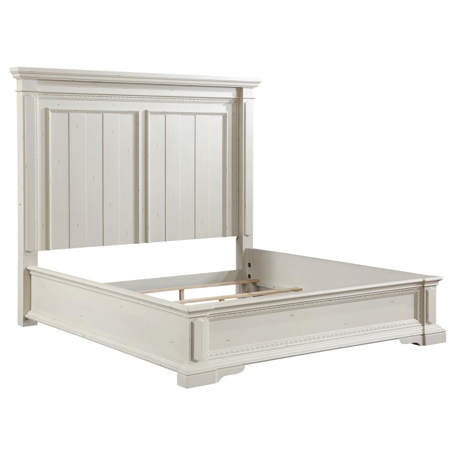 Evelyn Queen Panel Bed with Headboard Lighting Antique White (image for) Evelyn Queen Panel Bed with Headboard Lighting Antique White