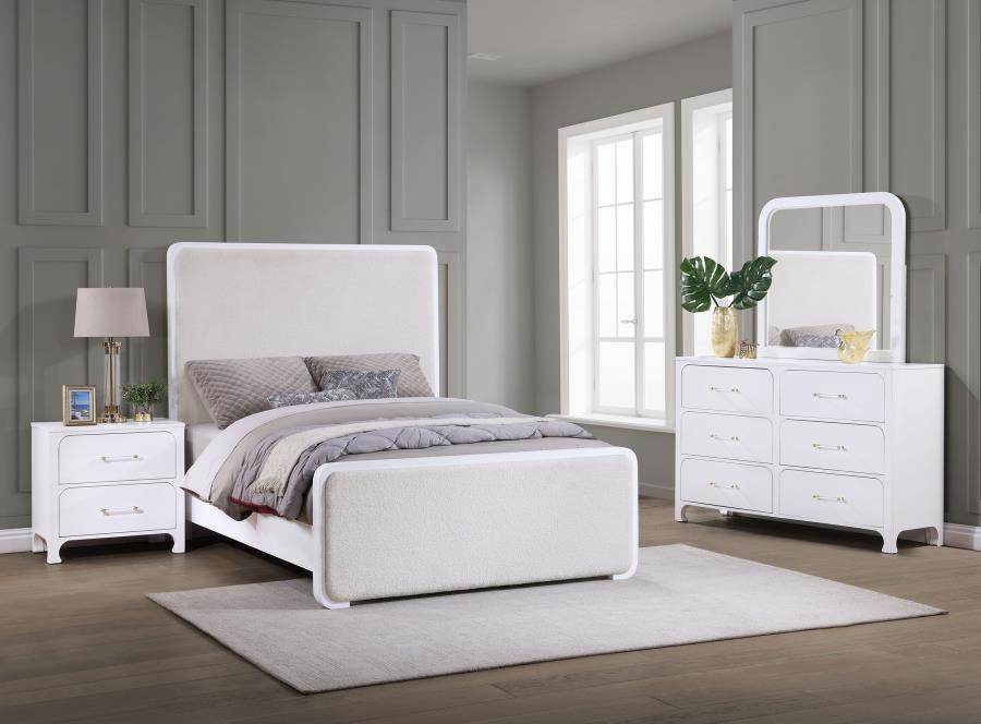Anastasia 4-piece Eastern King Bedroom Set Pearl White (image for) Anastasia 4-piece Eastern King Bedroom Set Pearl White