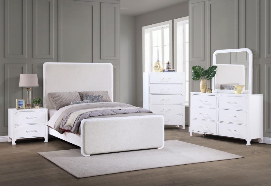 Anastasia 5-piece Eastern King Bedroom Set Pearl White (image for) Anastasia 5-piece Eastern King Bedroom Set Pearl White
