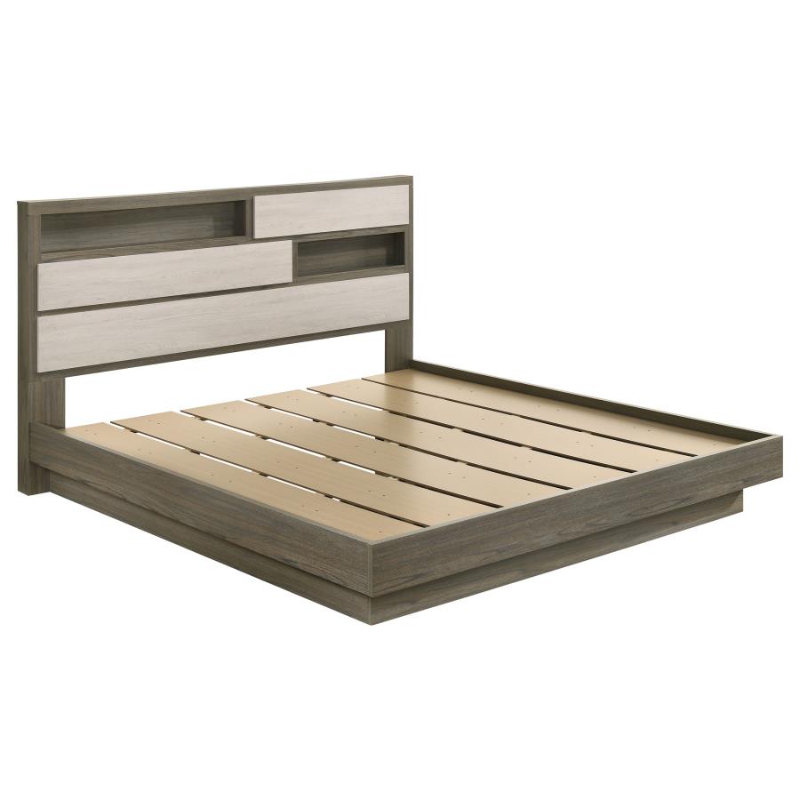 Fenwick Eastern King Bed Bookcase Headboard Grey Oak (image for) Fenwick Eastern King Bed Bookcase Headboard Grey Oak