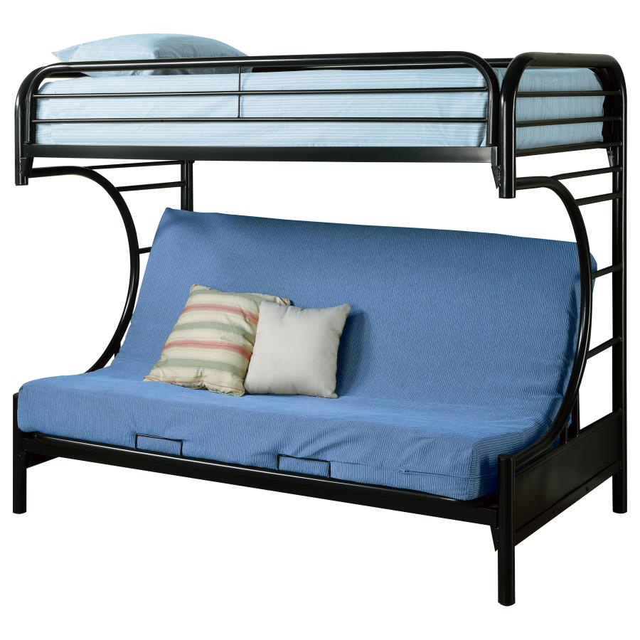 Montgomery Metal Twin Over Futon Bunk Bed Black (image for) Montgomery Metal Twin Over Futon Bunk Bed Black
