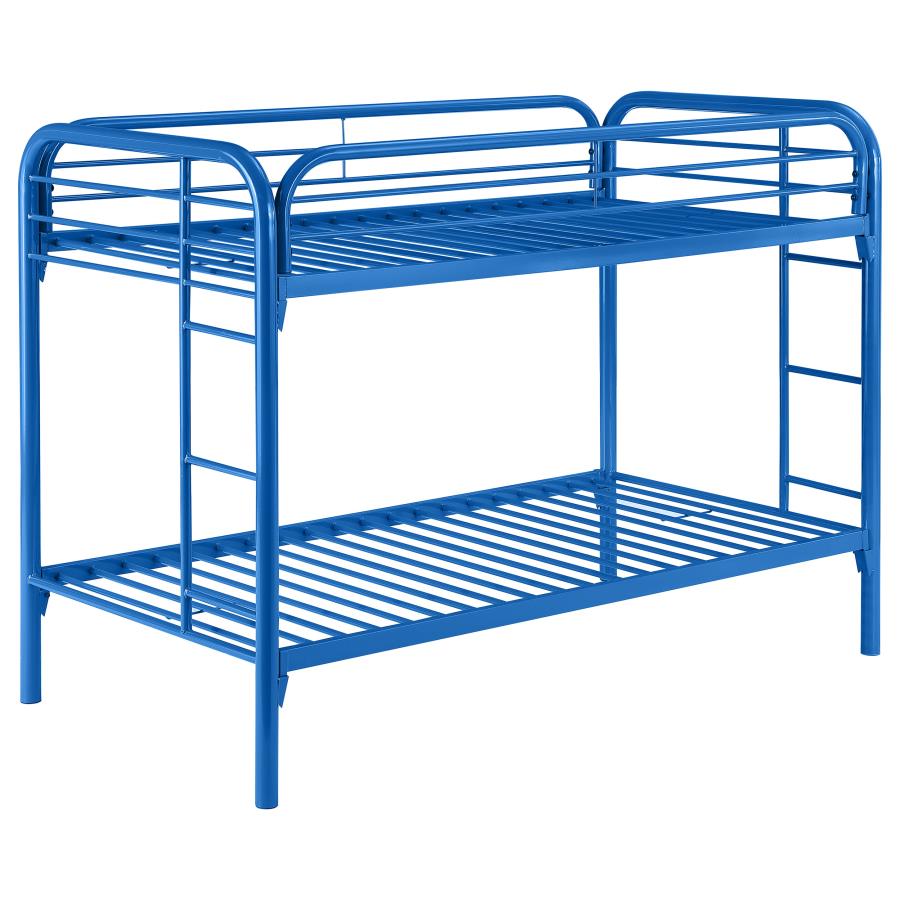 Morgan Metal Twin Over Twin Bunk Bed Blue (image for) Morgan Metal Twin Over Twin Bunk Bed Blue
