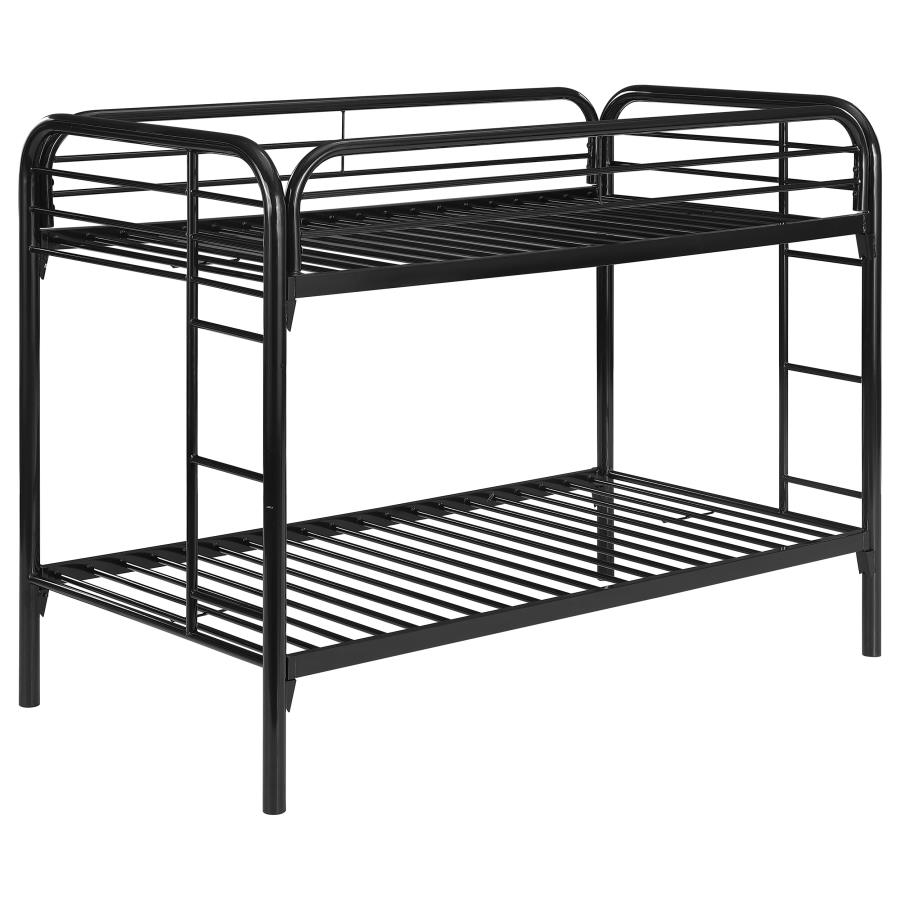 Morgan Metal Twin Over Twin Bunk Bed Black (image for) Morgan Metal Twin Over Twin Bunk Bed Black