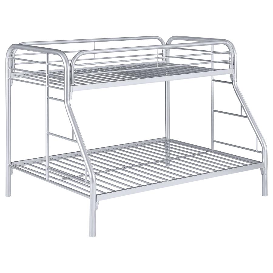 Morgan Metal Twin Over Full Bunk Bed Silver (image for) Morgan Metal Twin Over Full Bunk Bed Silver
