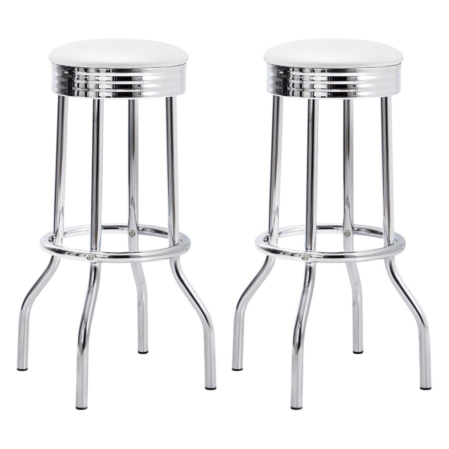 Retro Upholstered Metal Swivel Bar Stool White (Set of 2) (image for) Retro Upholstered Metal Swivel Bar Stool White (Set of 2)