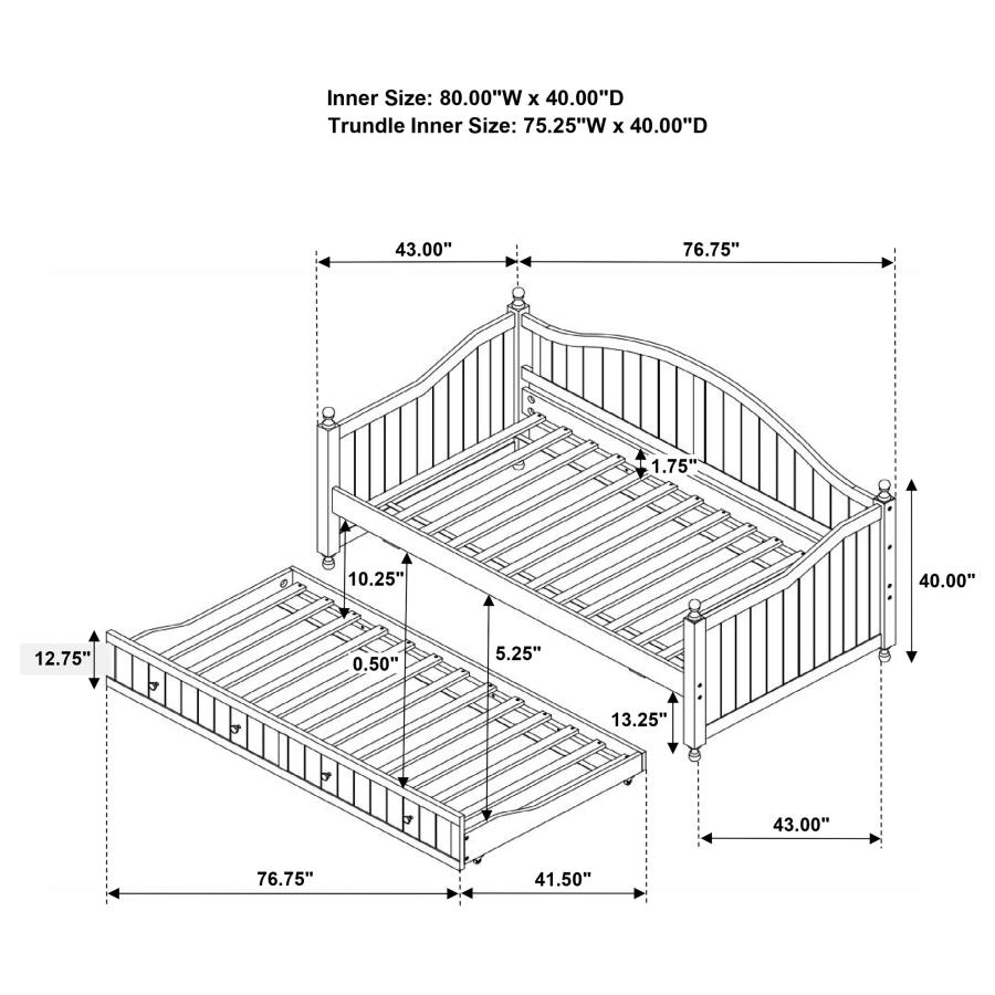 Modal Additional Images for Julie Ann Wood Twin Daybed with Trundle White