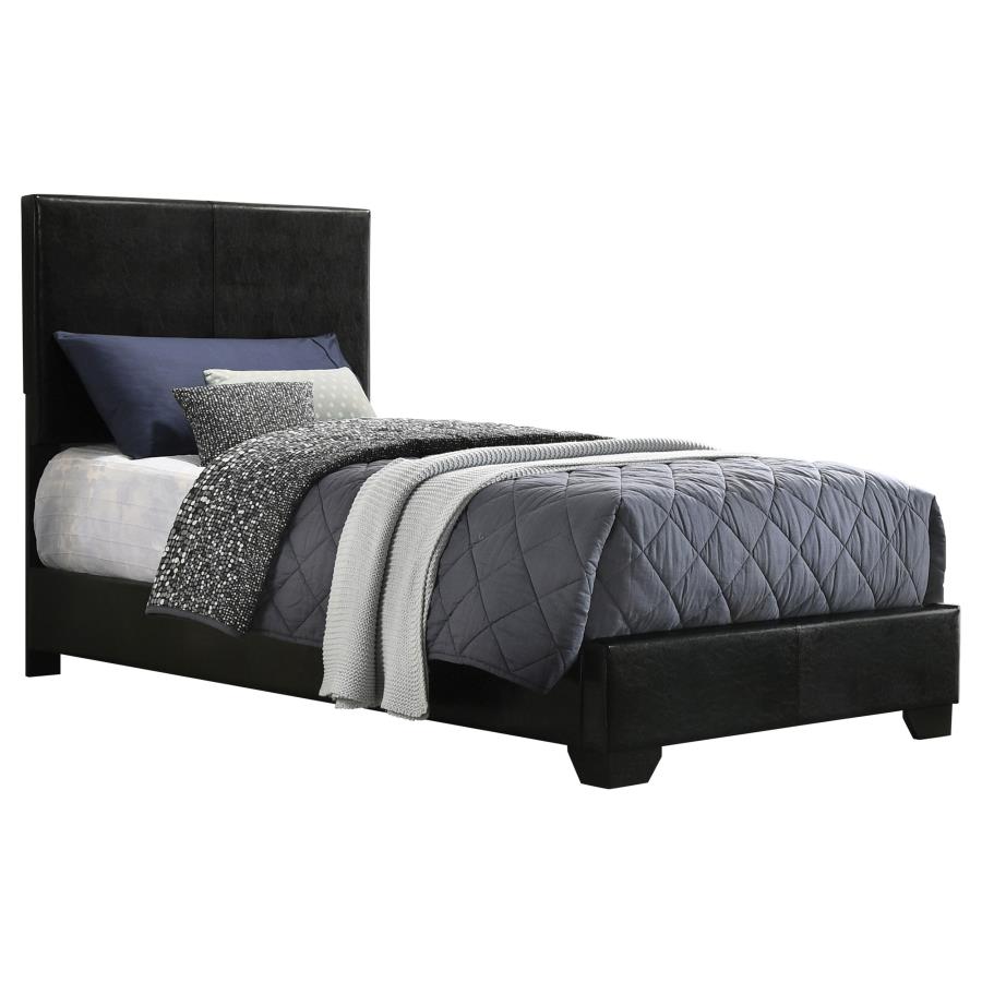 Conner Upholstered Twin Panel Bed Black (image for) Conner Upholstered Twin Panel Bed Black