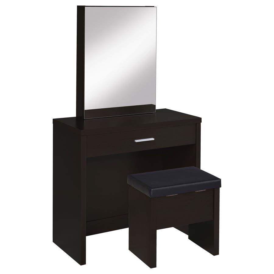 Harvey Vanity Set with Lift-Top Stool Cappuccino (image for) Harvey Vanity Set with Lift-Top Stool Cappuccino