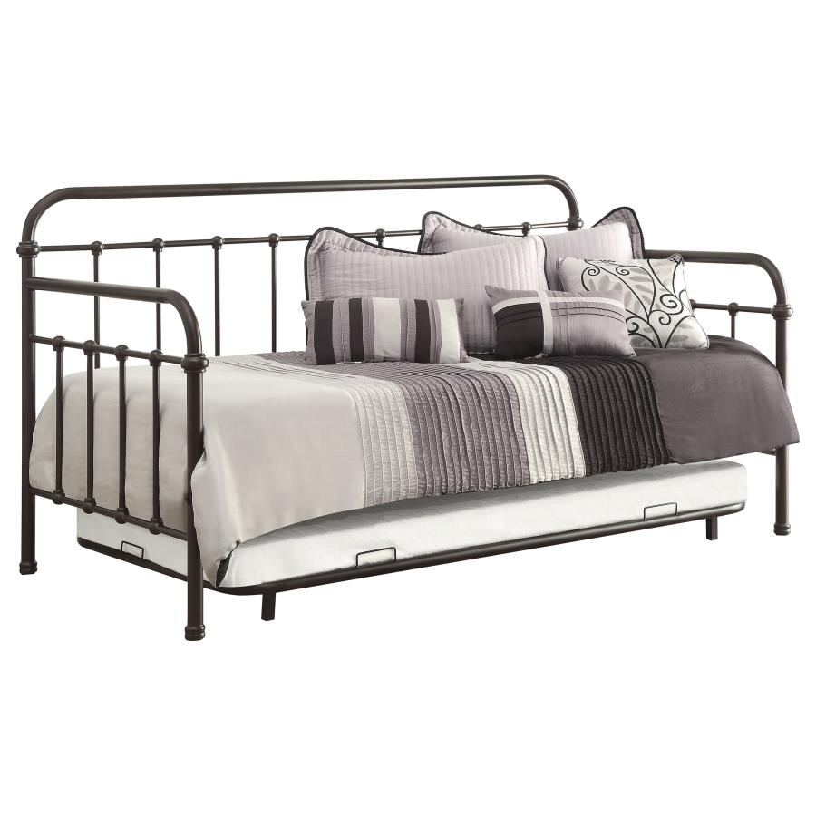 Livingston Metal Twin Daybed with Trundle Dark Bronze (image for) Livingston Metal Twin Daybed with Trundle Dark Bronze