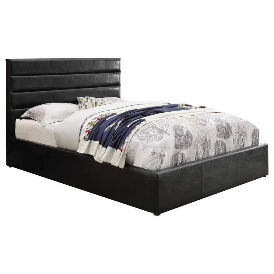 Riverbend Upholstered Full Storage Panel Bed Black (image for) Riverbend Upholstered Full Storage Panel Bed Black