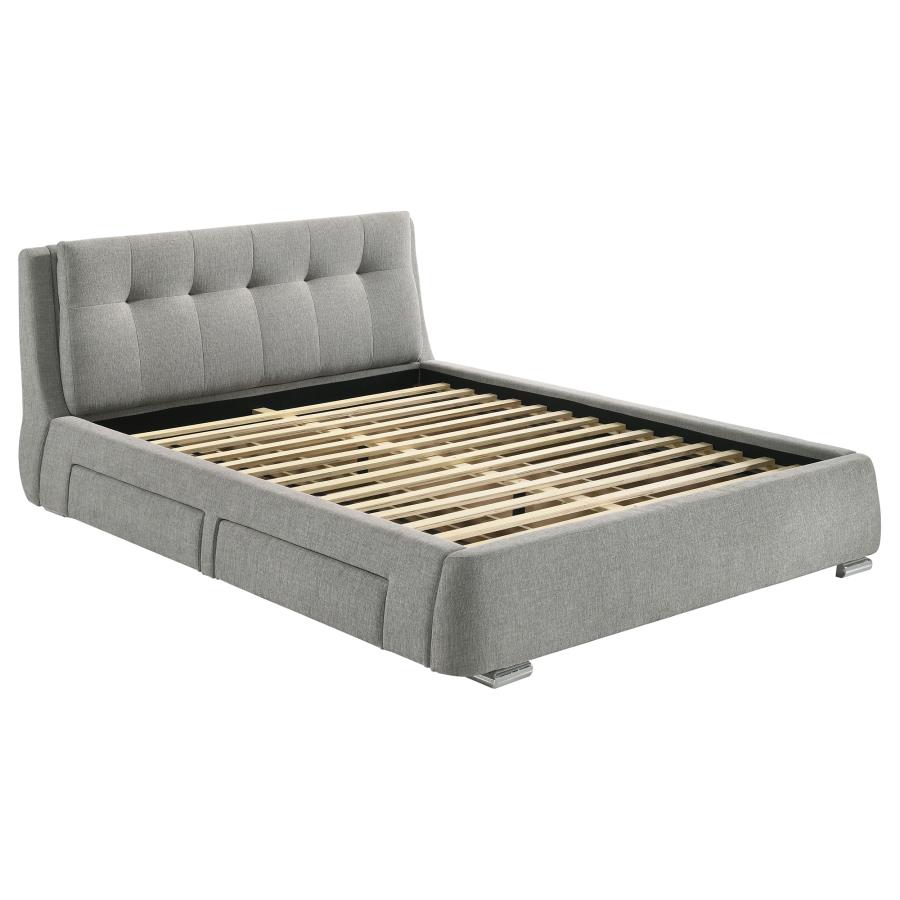 Fenbrook Upholstered Queen Storage Panel Bed Grey (image for) Fenbrook Upholstered Queen Storage Panel Bed Grey