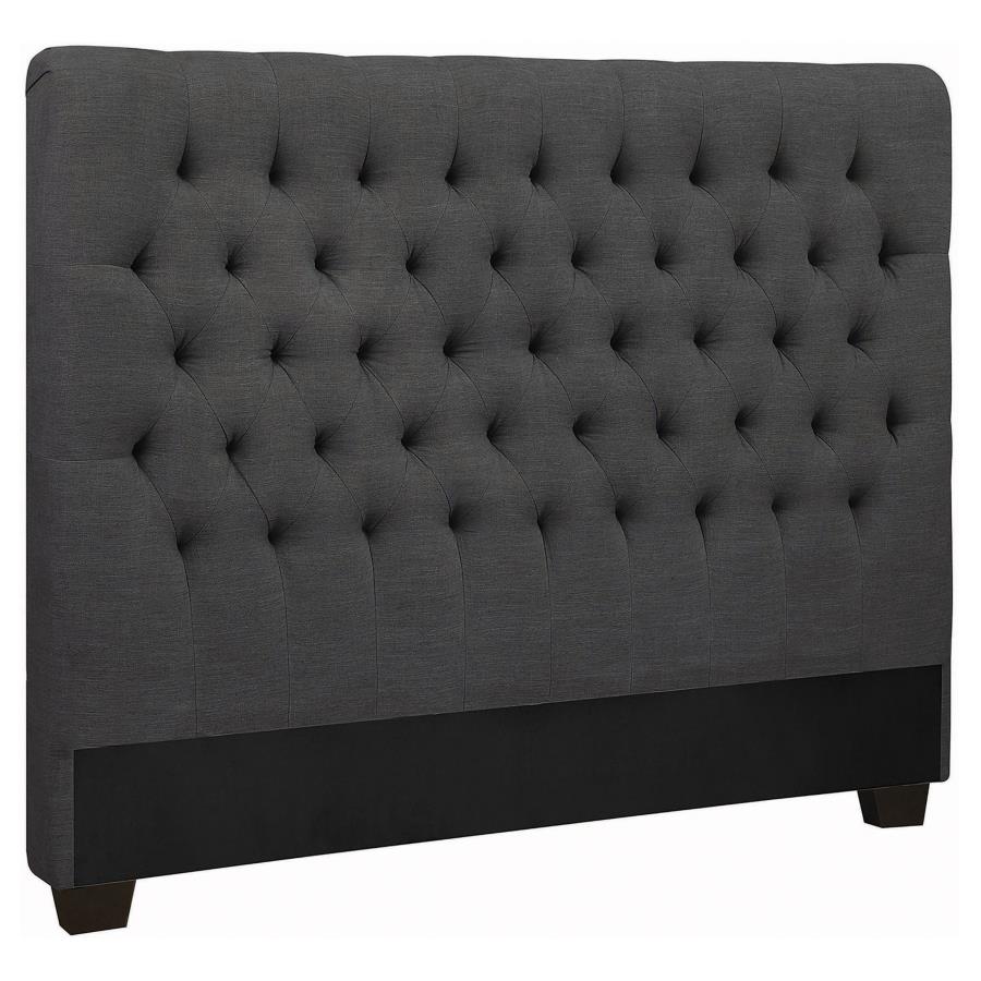 Chloe Upholstered Eastern King Panel Headboard Charcoal (image for) Chloe Upholstered Eastern King Panel Headboard Charcoal