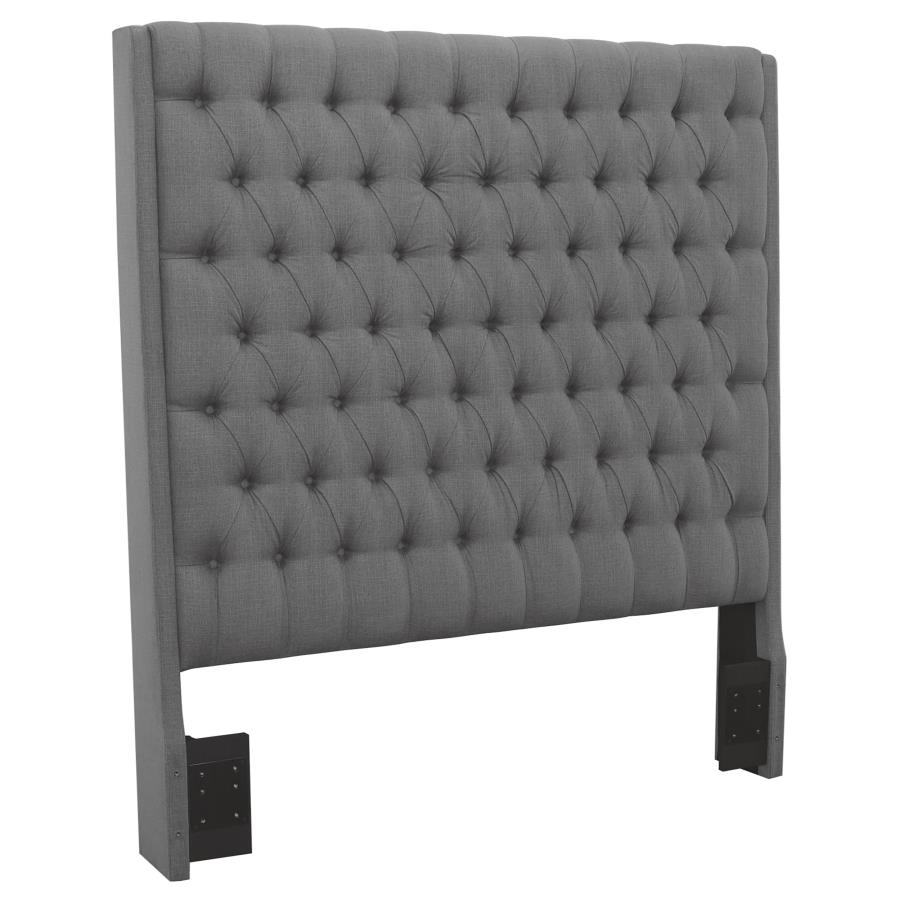 Camille Upholstered Queen Panel Headboard Grey (image for) Camille Upholstered Queen Panel Headboard Grey