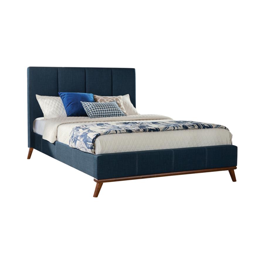 Charity Upholstered Eastern King Panel Bed Blue (image for) Charity Upholstered Eastern King Panel Bed Blue