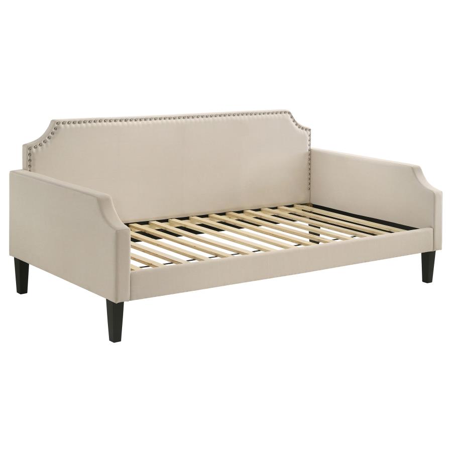Livia Upholstered Twin Daybed Taupe (image for) Livia Upholstered Twin Daybed Taupe