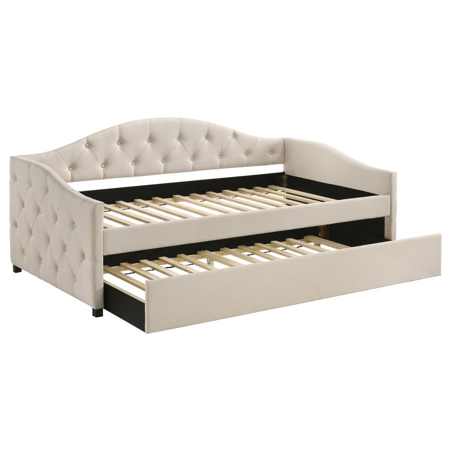 Sadie Upholstered Twin Daybed with Trundle Taupe (image for) Sadie Upholstered Twin Daybed with Trundle Taupe