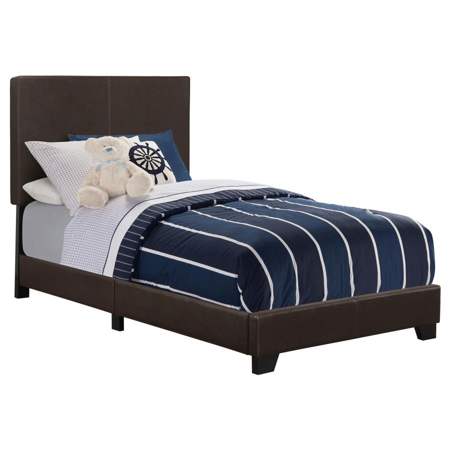 Dorian Upholstered Twin Panel Bed Brown (image for) Dorian Upholstered Twin Panel Bed Brown