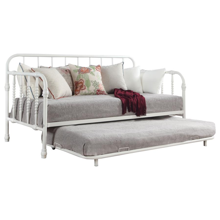 Marina Metal Twin Daybed with Trundle White (image for) Marina Metal Twin Daybed with Trundle White