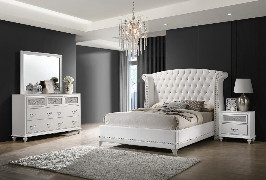 Barzini 4-piece Eastern King Bedroom Set White (image for) Barzini 4-piece Eastern King Bedroom Set White