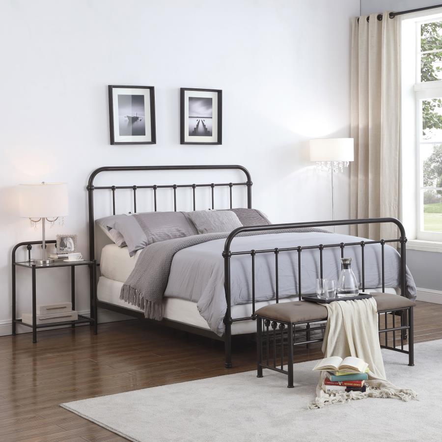 Modal Additional Images for Livingston Microfiber Upholstered Bench Brown and Bronze