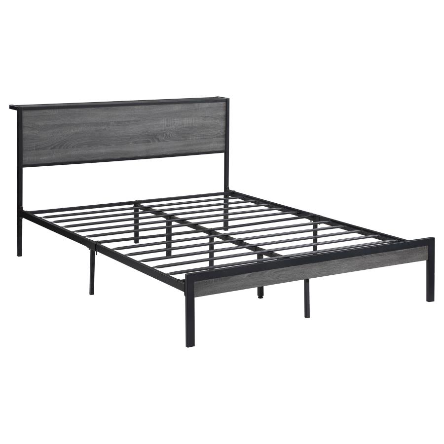 Ricky Metal Full Panel Bed Grey (image for) Ricky Metal Full Panel Bed Grey