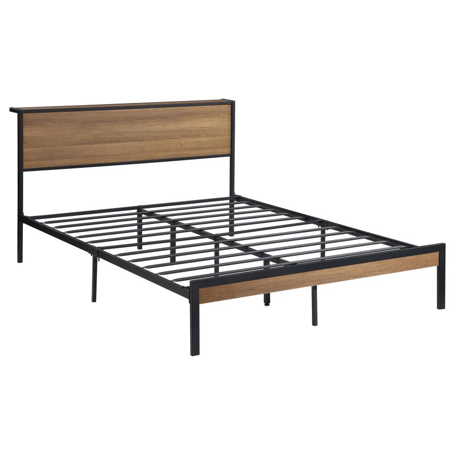Ricky Metal Full Panel Bed Light Oak (image for) Ricky Metal Full Panel Bed Light Oak
