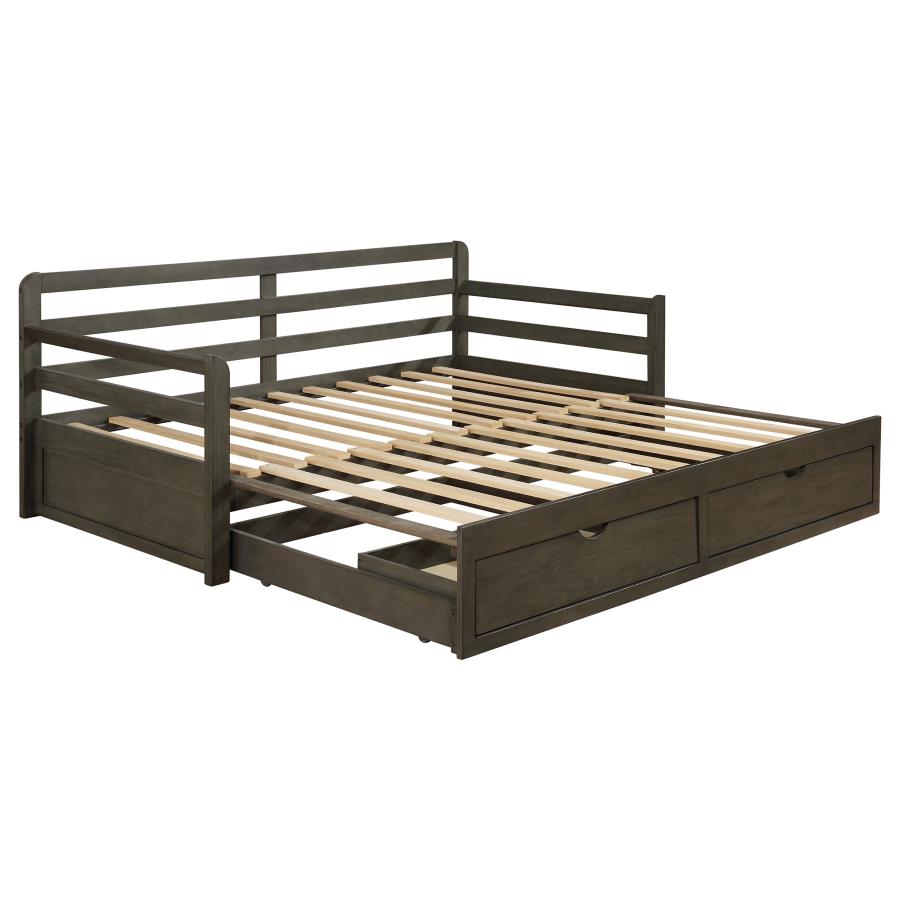 Sorrento 2-drawer Twin XL Daybed with Extension Trundle Grey (image for) Sorrento 2-drawer Twin XL Daybed with Extension Trundle Grey