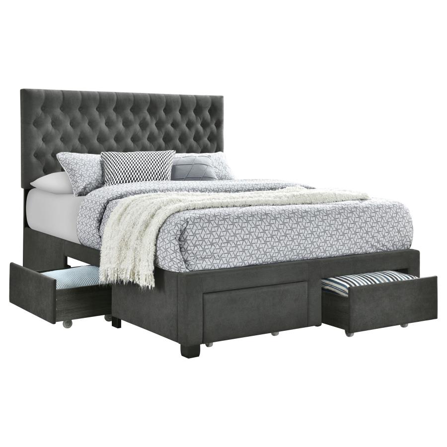 Soledad Upholstered Full Storage Panel Bed Grey (image for) Soledad Upholstered Full Storage Panel Bed Grey