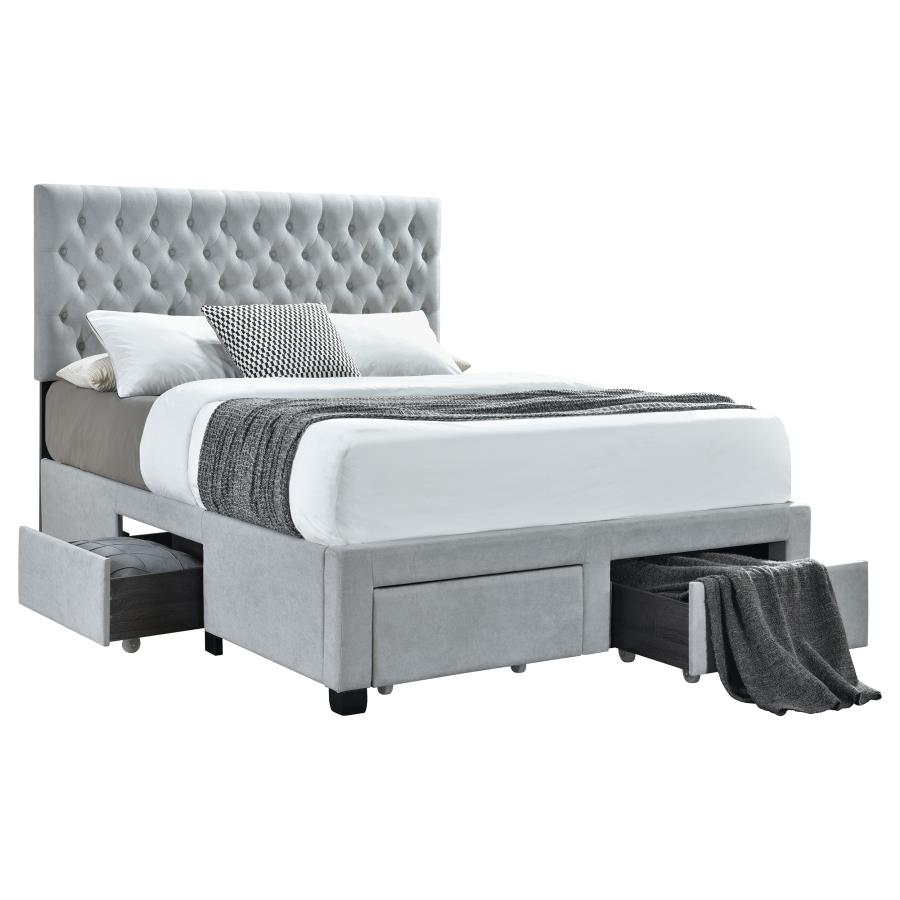 Soledad Upholstered Full Storage Panel Bed Light Grey (image for) Soledad Upholstered Full Storage Panel Bed Light Grey