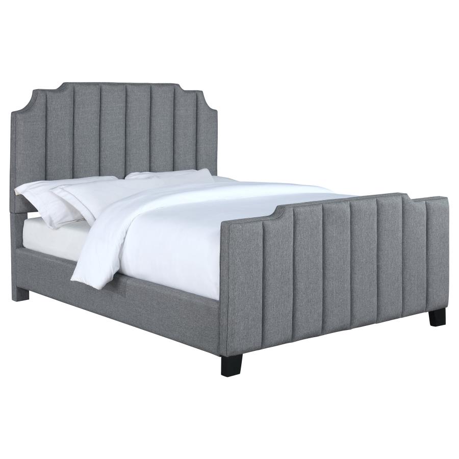 Fiona Upholstered Eastern King Panel Bed Light Grey (image for) Fiona Upholstered Eastern King Panel Bed Light Grey