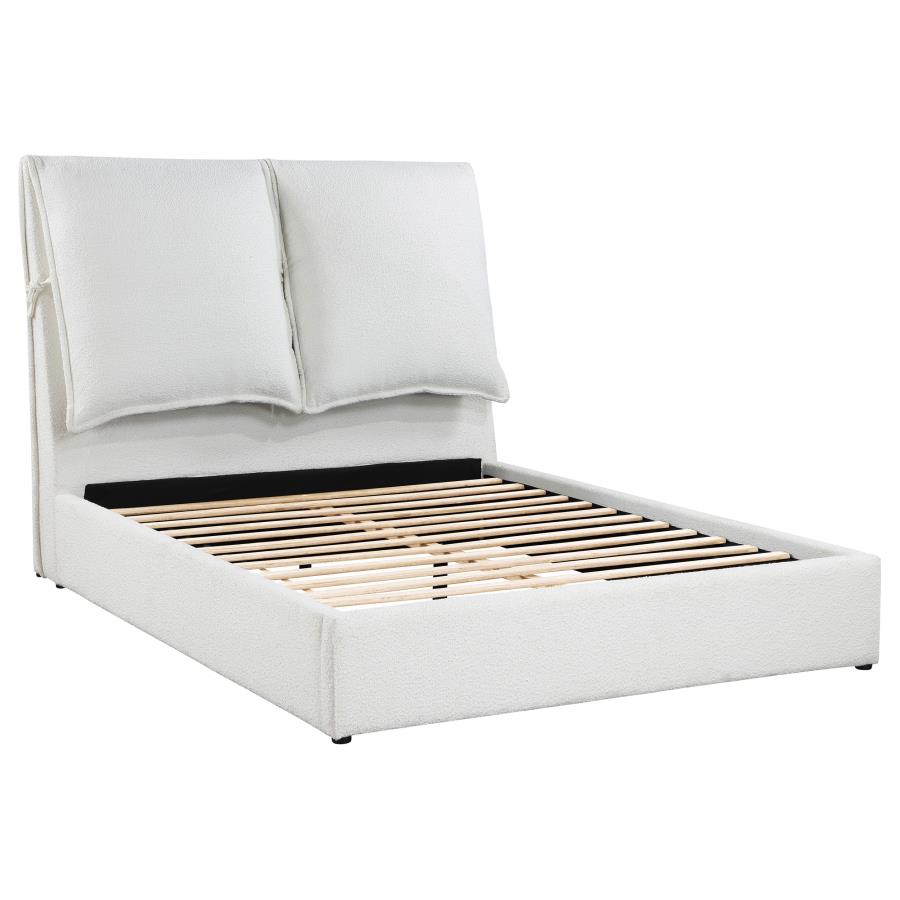 Gwendoline Upholstered Queen Panel Bed White (image for) Gwendoline Upholstered Queen Panel Bed White