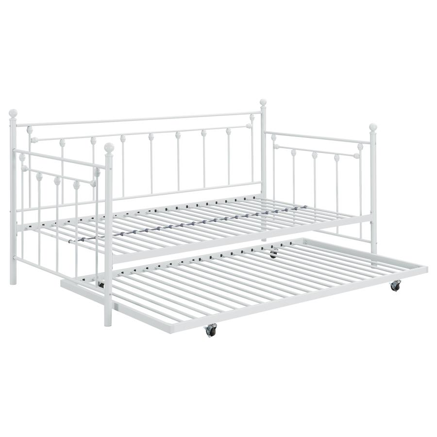 Nocus Metal Twin Daybed with Trundle White (image for) Nocus Metal Twin Daybed with Trundle White