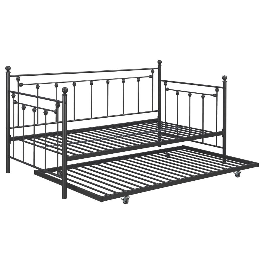 Nocus Metal Twin Daybed with Trundle Gunmetal (image for) Nocus Metal Twin Daybed with Trundle Gunmetal