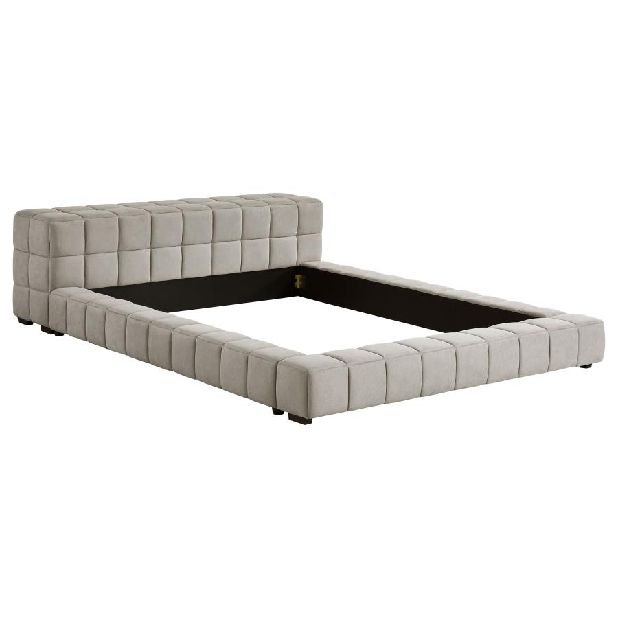 Trinity Upholstered Full Platform Bed Light Taupe (image for) Trinity Upholstered Full Platform Bed Light Taupe